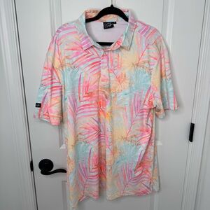 Sunday Swagger Tropical Palm Print Polo Shirt xl